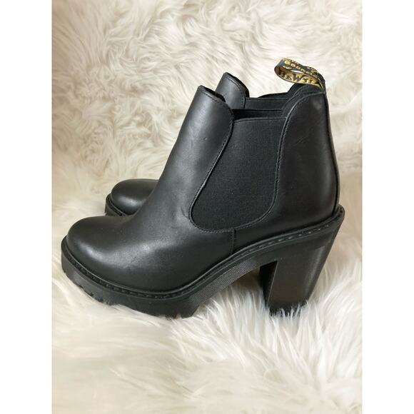 DR MARTENS Hurston Chelsea Lug Sole Heel Leather Boots 9 Black - Picture 6 of 11